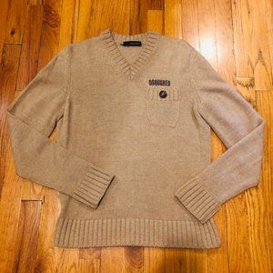 DSQUARED Mens Camel V-Neck Sweater